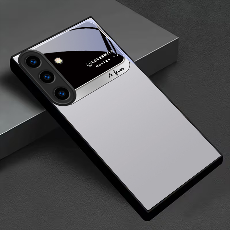 Phone Cases Typo - 모노크롬 타이포 블록 블랙 글래스 폰