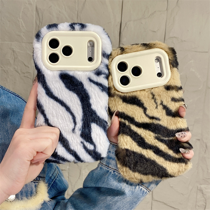 Phone Cases For Iphone 11 - 럭셔리 지브라 패턴 플러시 폰 케이스