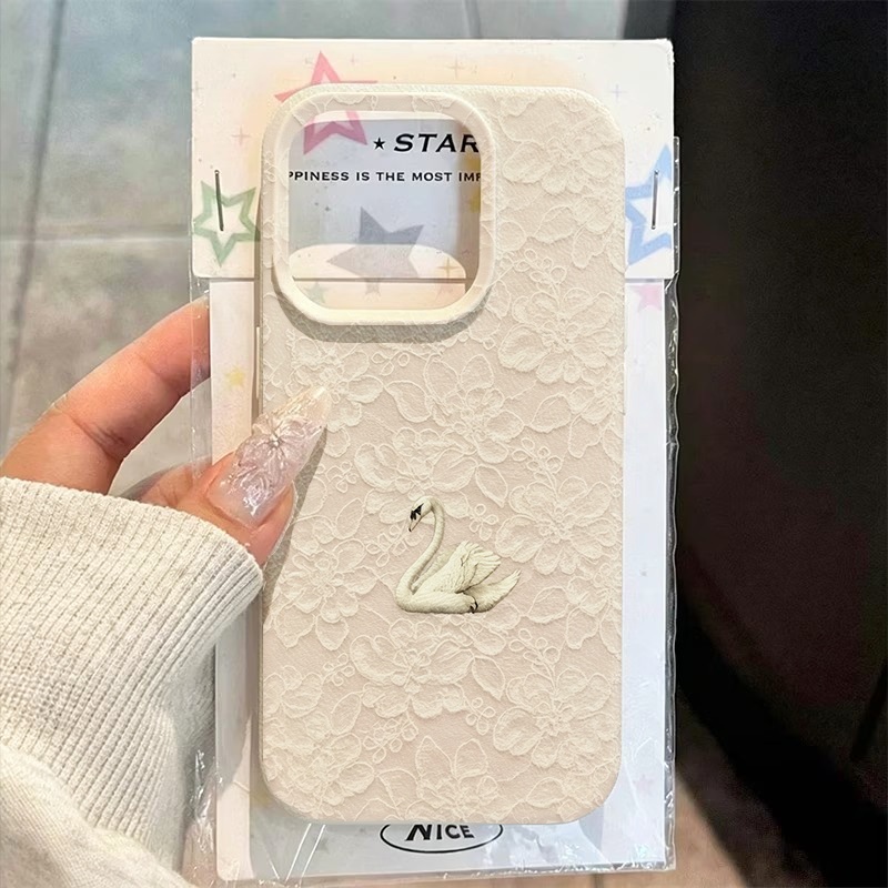 Phone Cases For Iphone 11 - 레이스 스완 패턴 리치 텍스처 폰