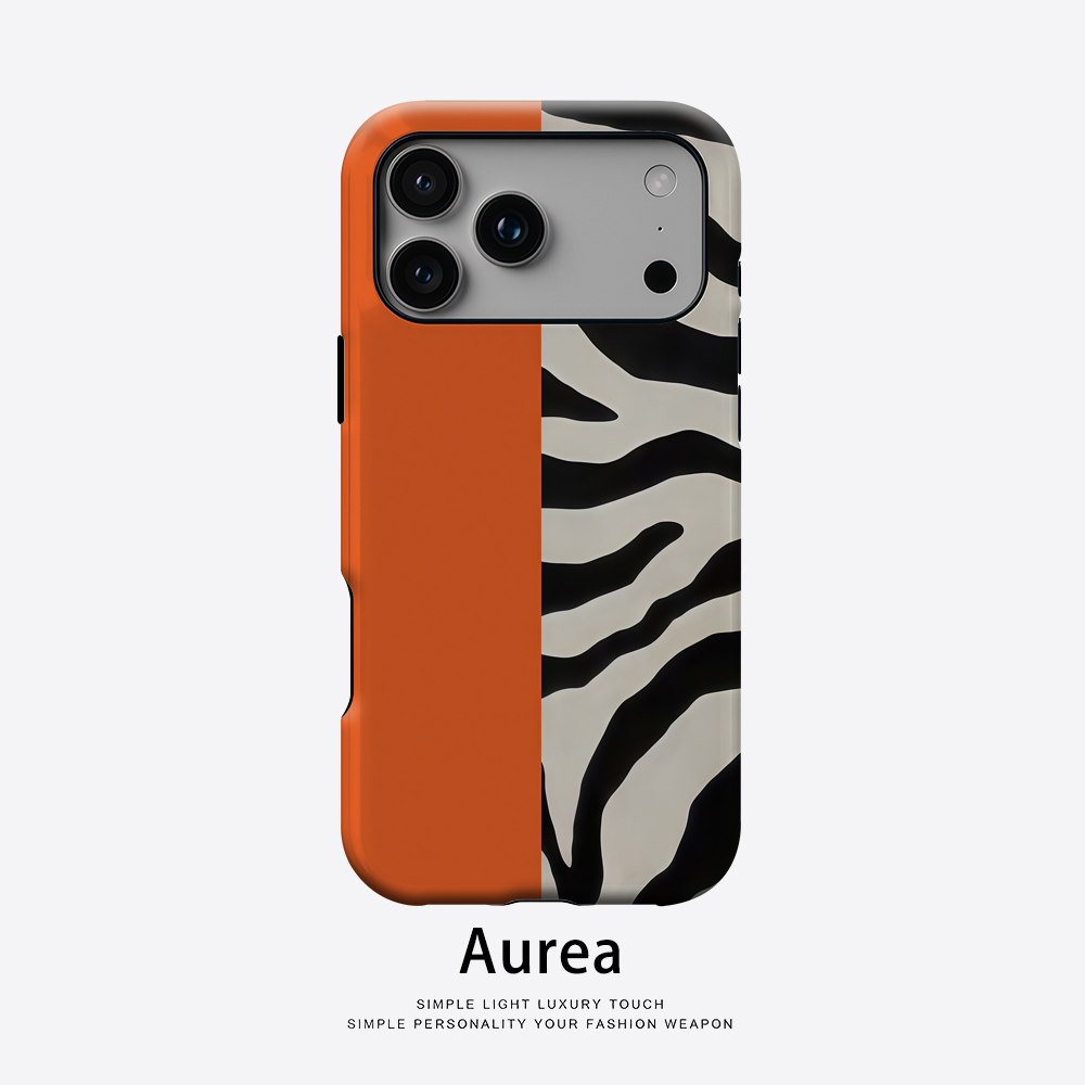 Phone Cases Zebra - 오렌지 블랙 제브라 컬러 블록 폰