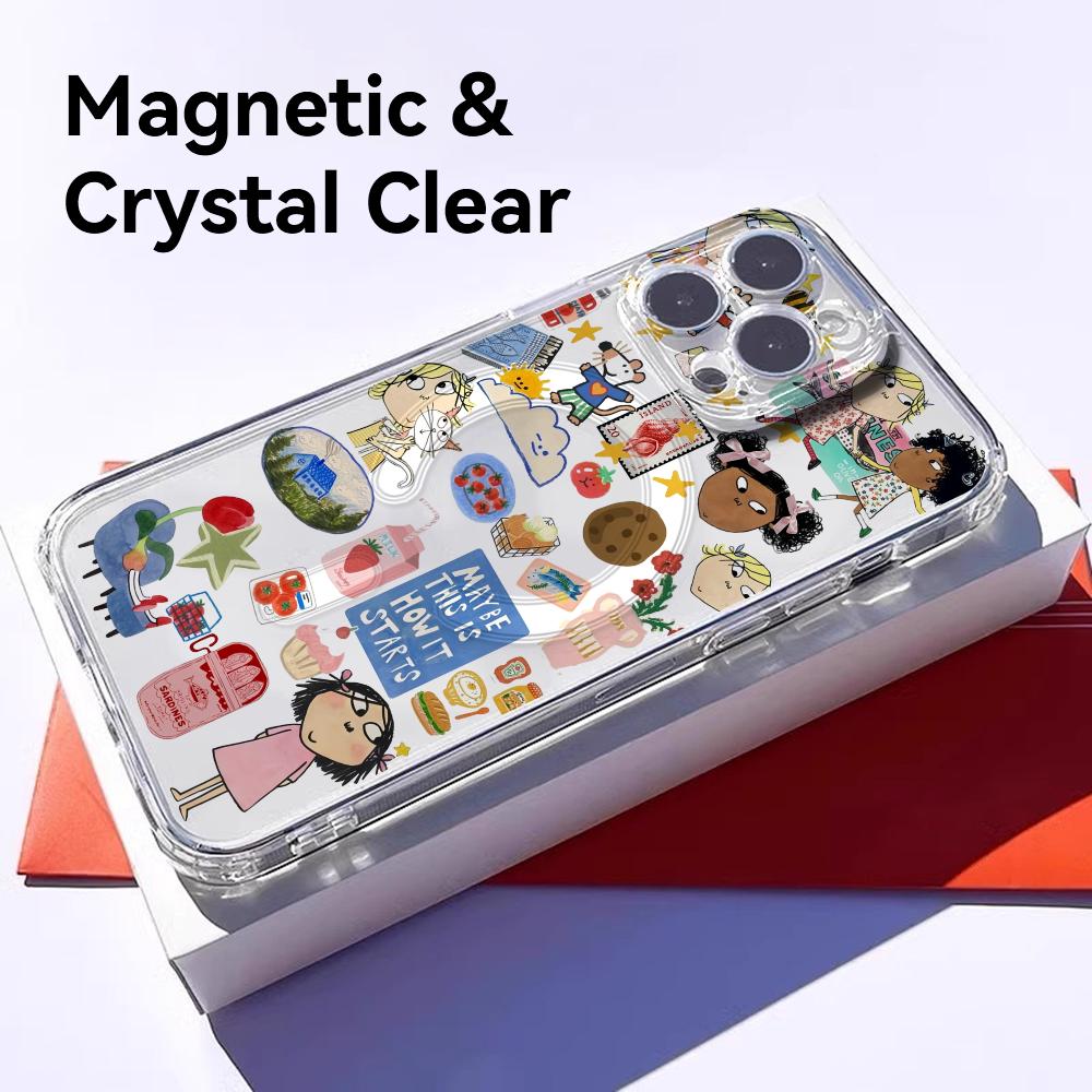 카툰 C-찰리 앤 로라 폰 케이스 마그네틱 투명 케이스 - Phone Cases For Iphone 15 리뷰 및 가격