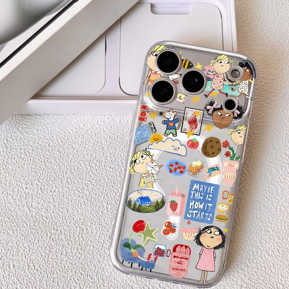 카툰 C-찰리 앤 로라 폰 케이스 마그네틱 투명 케이스 - Phone Cases For Iphone 15 리뷰 및 가격