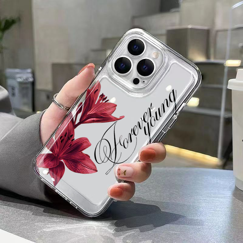 버건디 릴리 잉글리시 레터 패턴 디자인 아이폰 18,  - Phone Cases Like Loopy 리뷰 및 가격