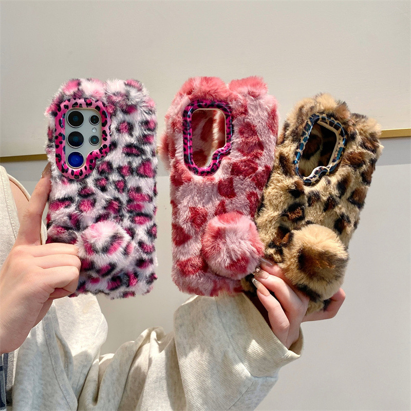 럭셔리 3D 레오파드 프린트 토끼 플러시 폰 케이스 ( - Phone Cases Samsung 리뷰 및 가격