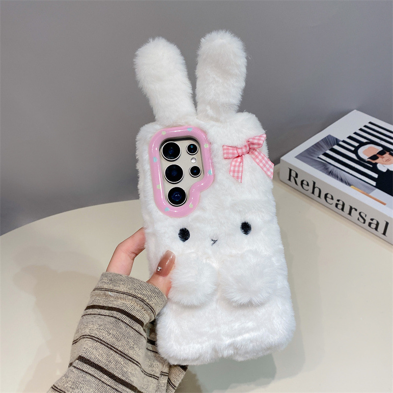 코렌 3D 만화 리본 토끼 귀 따뜻한 털 플러시 폰 케 - Phone Cases Samsung 리뷰 및 가격