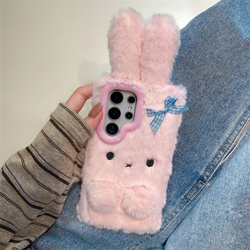 코렌 3D 만화 리본 토끼 귀 따뜻한 털 플러시 폰 케 - Phone Cases Samsung 리뷰 및 가격
