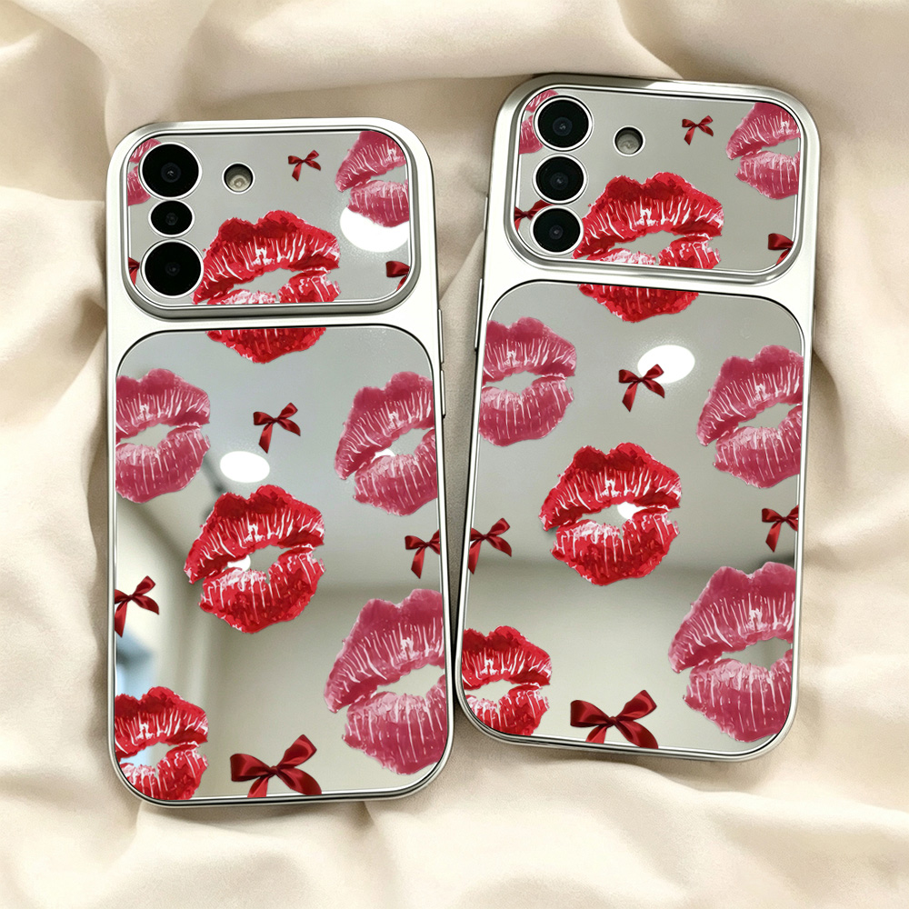 사랑스러운 빨간 입술 패턴이 들어간 거울형 휴대폰 케이 - Phone Cases Samsung 리뷰 및 가격