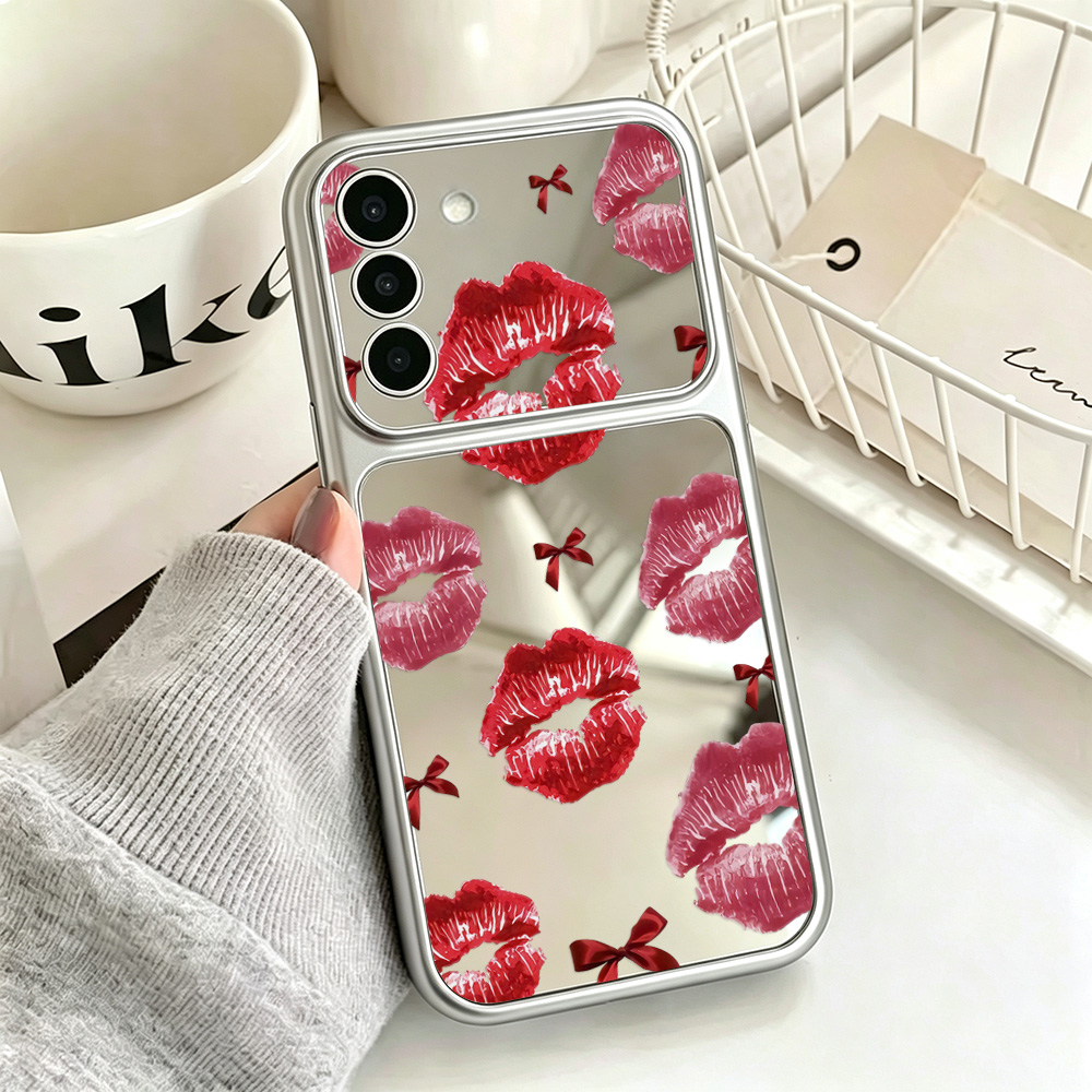 사랑스러운 빨간 입술 패턴이 들어간 거울형 휴대폰 케이 - Phone Cases Samsung 리뷰 및 가격