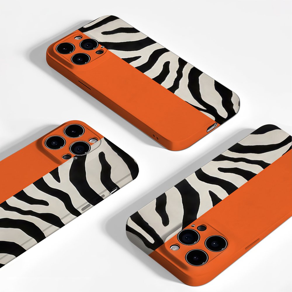 오렌지 블랙 제브라 컬러 블록 폰 케이스, 아이폰 17 - Phone Cases Zebra 리뷰 및 가격